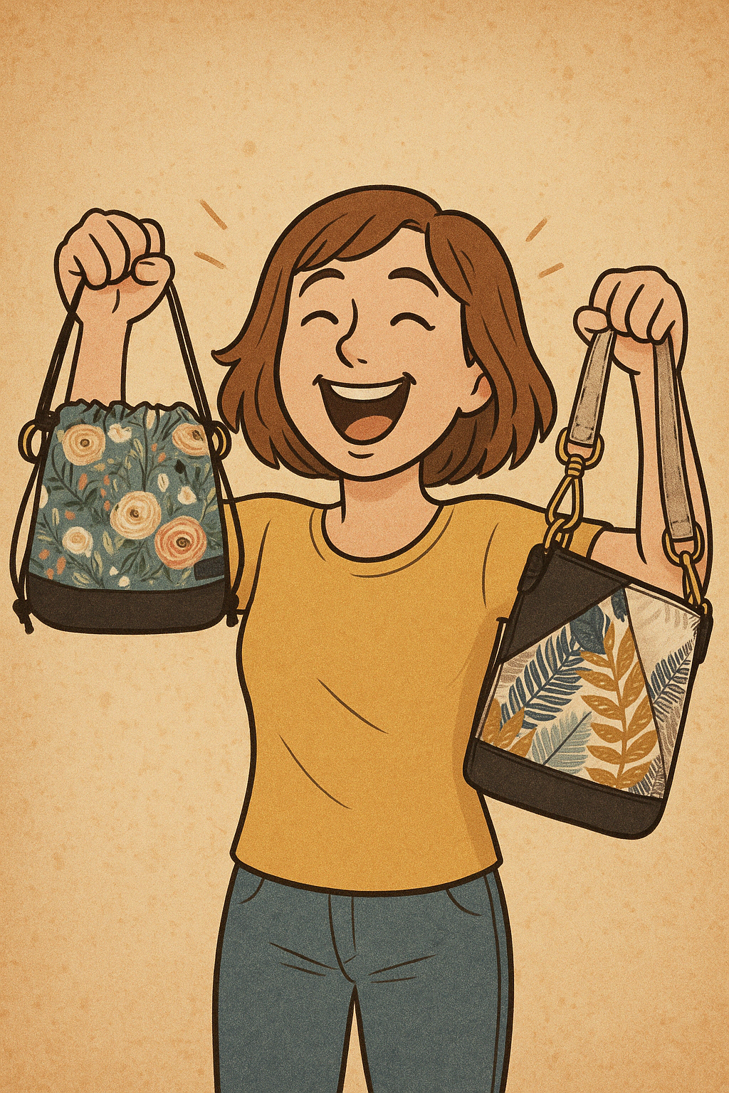 Middle-aged woman holding bags